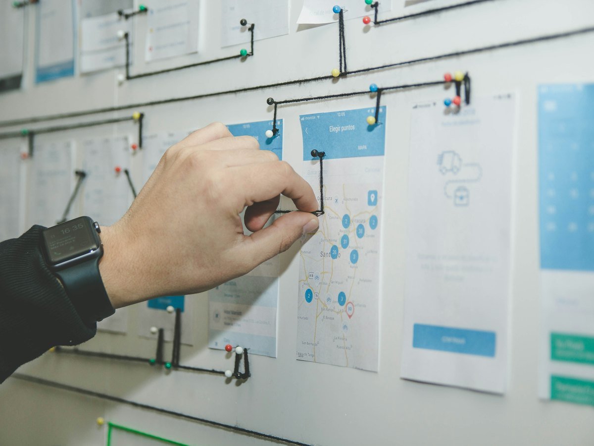 Mapping user journeys and wireframes before development