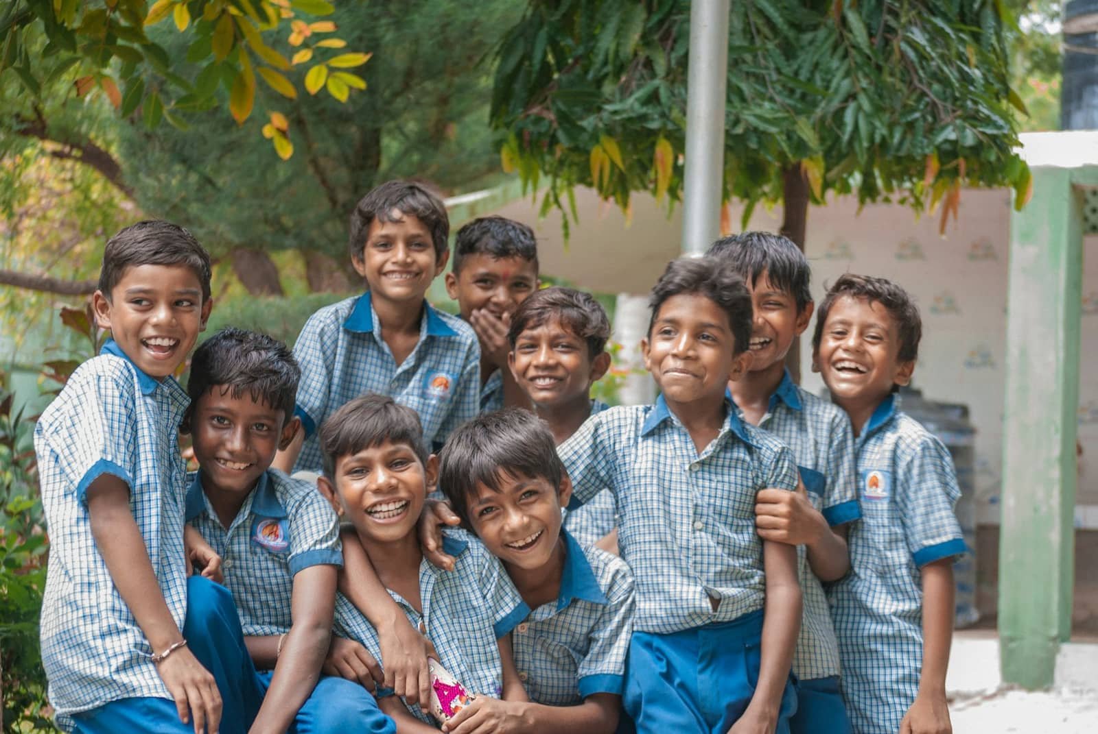 Boys in school uniform at a learning centre